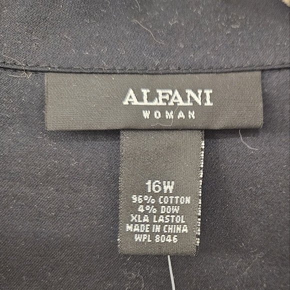 NWT - Alfani Cotton Satin Finish Black Shirt Dress - Size 16W - Picture 3 of 12